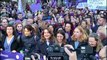 Irene Montero, Lilith Verstrynge y Ángela Rodríguez, entre otras figuras destacadas de Podemos, se preparan para la manifestación del 8M