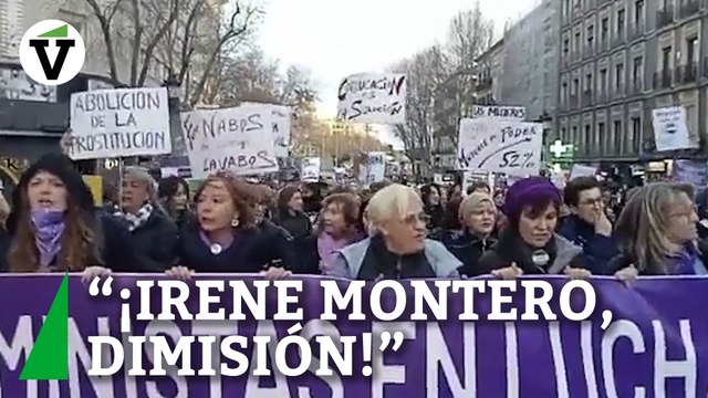 Gritos de ¡Irene Montero, dimisión! en la manifestación del Movimiento Feminista