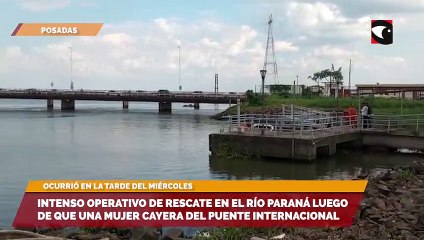 Video herunterladen: Intenso operativo de rescate en el río Paraná luego de que una mujer cayera del Puente Internacional