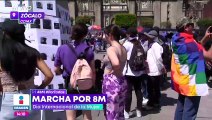 8M: Contingentes comienzan a llegar al Zócalo de la CDMX