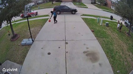 Amazon Delivery Driver Dunks Basketball for Kids