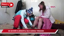 Tatiana, 10 yıldır geldiği Palandöken'de en sevdiği elbisesiyle buz dağına tırmandı