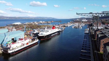 Caladonian MacBrayne's MV Caladonian Isles ferry in for annual maintenance in Greenock