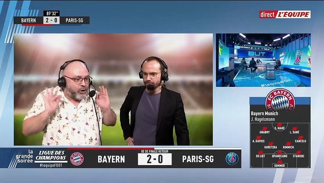 Yoann Riou pète les plombs après la défaite du PSG face au Bayern le mercredi 8 mars 2023 sur L'Equipe