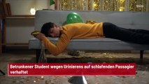 Betrunkener Student wegen Urinierens auf schlafenden Passagier verhaftet