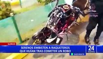 Surco: serenazgo captura a raqueteros tras chocar la moto en el que huían