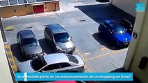 Se derrumbó parte de un estacionamiento de un shopping en Brasil