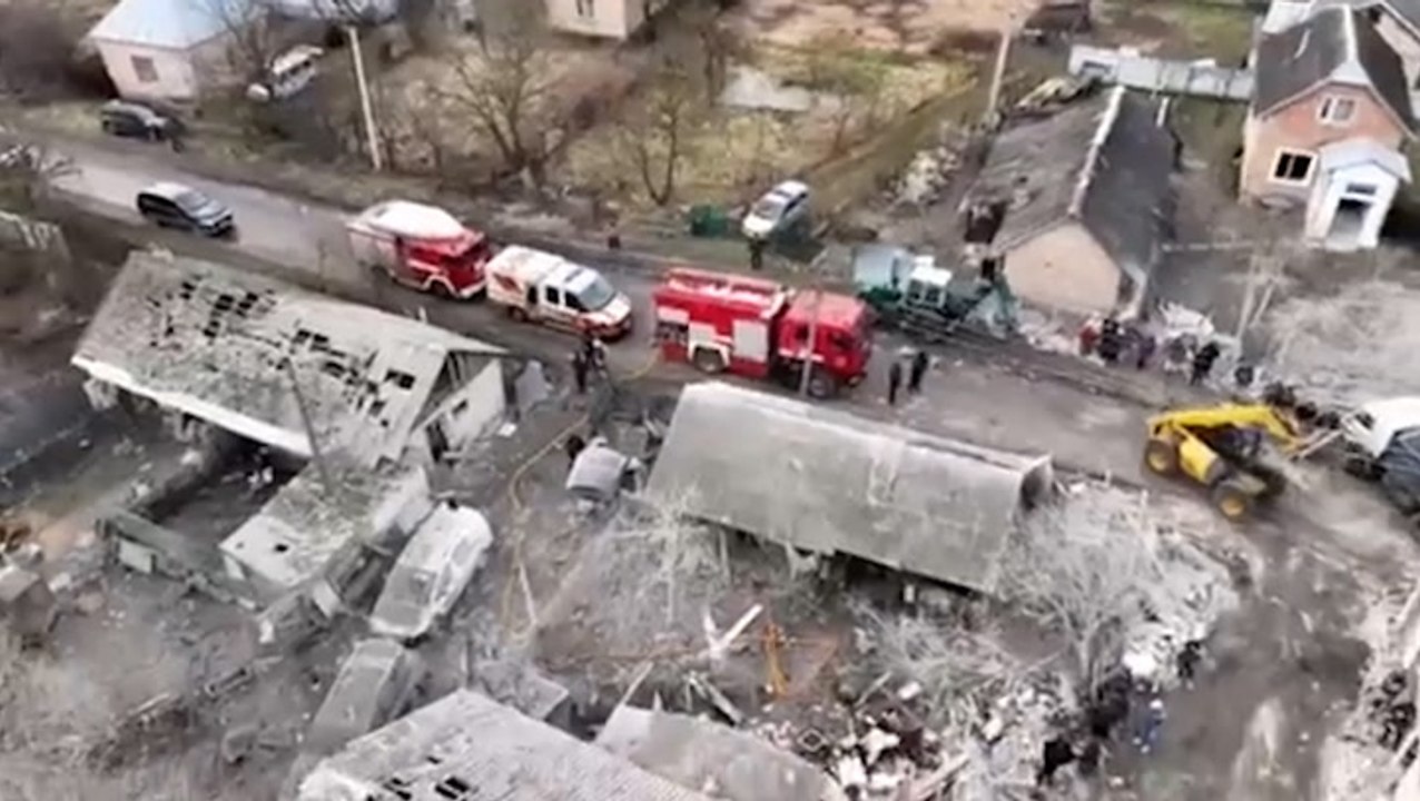 Aerial view of Lviv Oblast as Russian missiles strike Ukraine