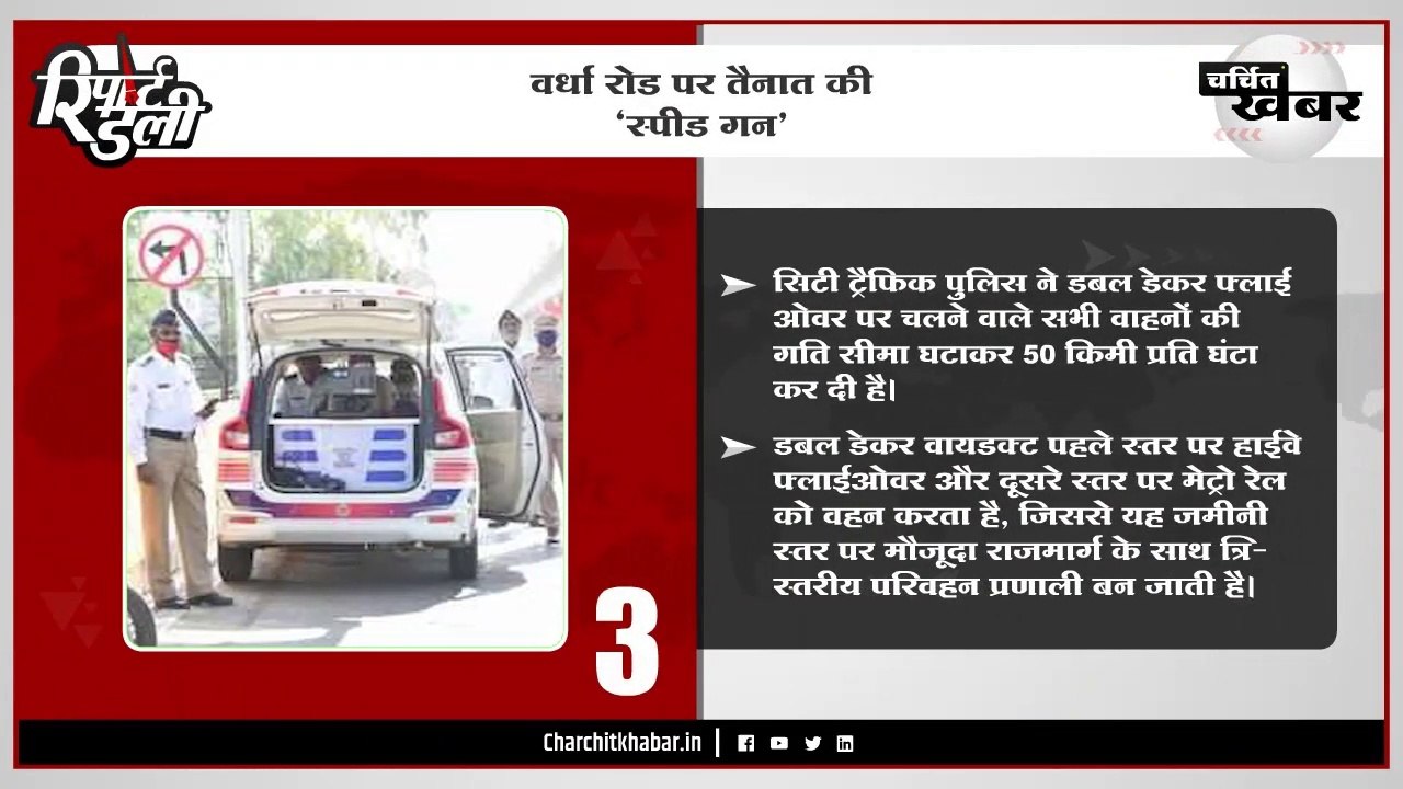 वर्धा रोड पर तैनात की ‘स्पीड गन’ - "रिपोर्ट डेली" बुलेटिन 09/03/2023