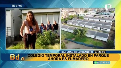 SJL: Colegio temporal instalado en parque ahora es un fumadero