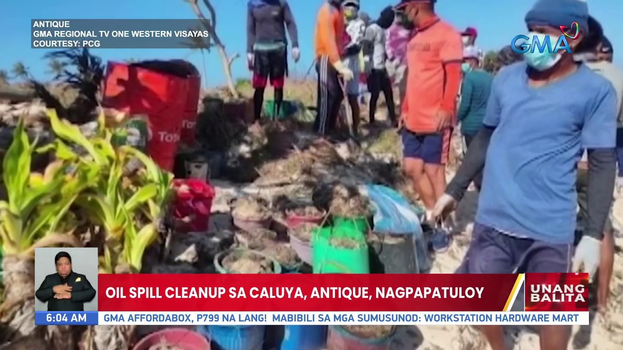 Oil spill cleanup sa Caluya, Antique, nagpapatuloy | UB