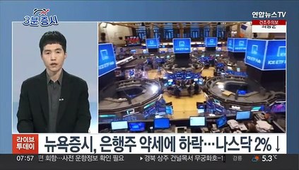 Télécharger la video: [3분증시] 뉴욕증시, 은행주 약세에 하락…나스닥 2%↓ 外