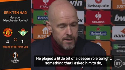 Tải video: Bruno Fernandes was the 'best player on the pitch' against Betis - Ten Hag