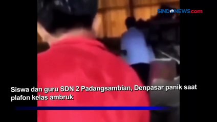 Plafon Ruang Kelas SD Ambruk saat Belajar, Siswa Panik di Denpasar