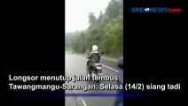 Ngeri, Detik-Detik Longsor di Jalan Tembus Tawangmangu-Sarangan