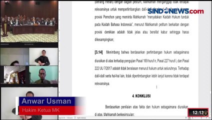 Download Video: Pembacaan Putusan, MK Tolak Gugatan Masa Jabatan Presiden