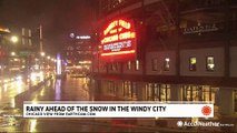 Rain ahead of the snow in Chicago