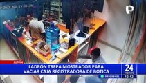 Junín: Ladrón trepa por el mostrador para robar dinero de caja registradora de una botica