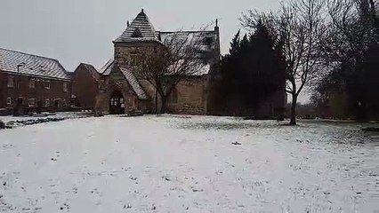 St Oswald's Church in Doncaster, blanketed in snow
