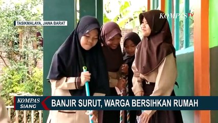 Banjir di Tasik Mulai Surut, Warga Kembal Bersihkan Rumah