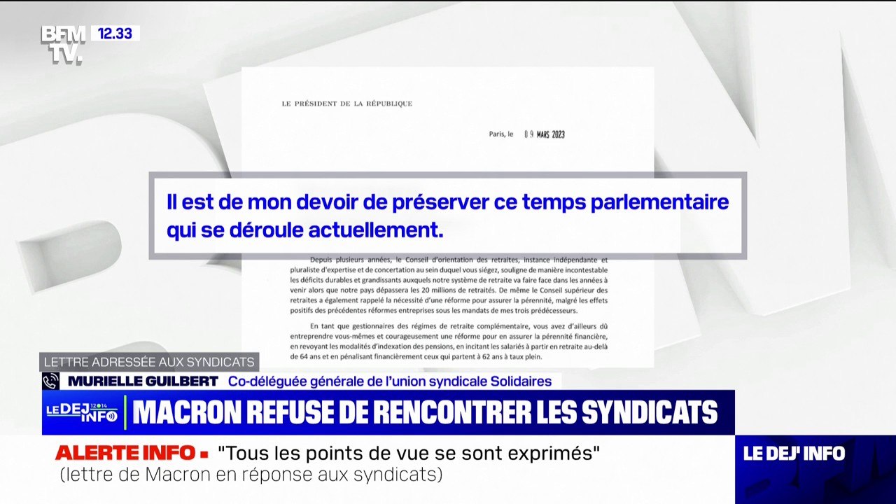 Lettre d'Emmanuel Macron aux syndicats: "C'est une fin de non-recevoir" estime Murielle Guilbert de l'union syndicale Solidaires