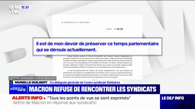 Lettre d'Emmanuel Macron aux syndicats: C'est une fin de non-recevoir estime Murielle Guilbert de l'union syndicale Solidaires