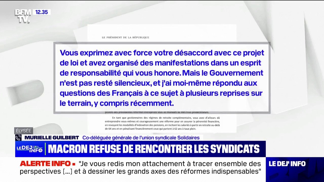 Emmanuel Macron refuse de recevoir les syndicats: "Ce type d'attitude peut susciter encore plus de colère", estime Murielle Guilbert (union syndicale Solidaires)