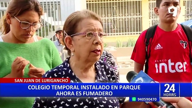 SJL: Padres de familia denuncian que personas de mal vivir invaden colegio temporal instalado en parque