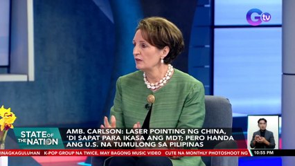 Amb. Carlson: Laser pointing ng China, 'di sapat para ikasa ang MDT; pero handa ang U.S. na tumulong sa Pilipinas | SONA