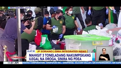 Mahigit 3 toneladang nakumpiskang ilegal na droga, sinira ng PDEA | BT