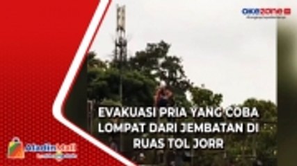 Descargar video: Tegang, Detik-Detik Evakuasi Pria yang Coba Lompat dari Jembatan di Ruas Tol JORR