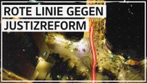 Gigantische rote Linie markiert Widerstand gegen israelische Justizreform