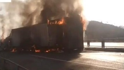 Video: भीषण टक्कर से आग का गोला बना कंटेनर, जिंदा जले लोग...