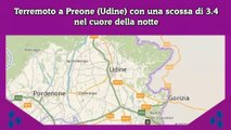 Terremoto a Preone (Udine) con una scossa di 3.4 nel cuore della notte