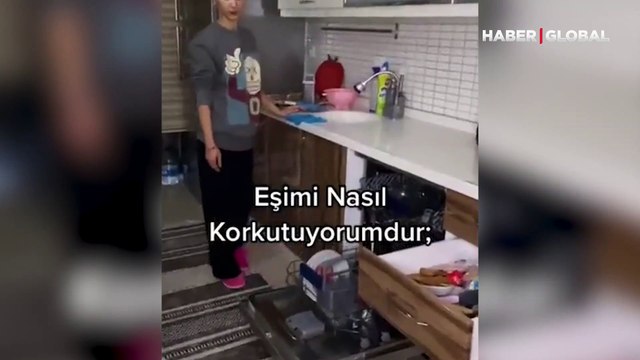 Eşine yaptığı 'şaka' sosyal medyada gündem oldu! Önce çığlıklar attı, sonra gözyaşlarına boğuldu