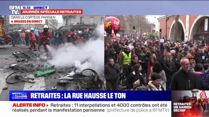 Manifestation: incendie et échange de pavés dans le cortège parisien