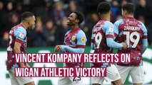 Vincent Kompany reacts to victory over Wigan Athletic