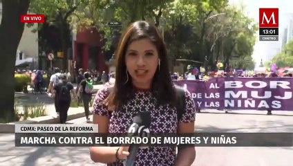 Marchan en contra del borrado de mujeres y niñas en Paseo de la Reforma