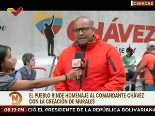 Militantes del PSUV participaron en la jornada de elaboración de murales en honor al Cmdt. Chávez