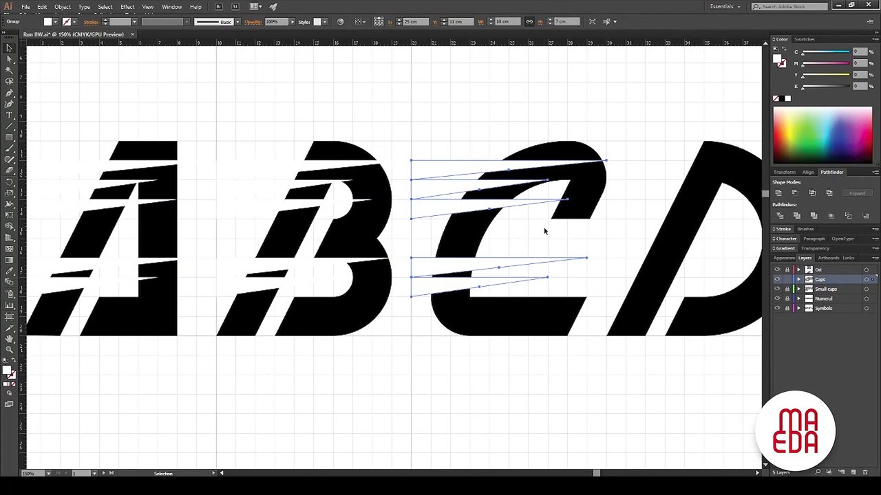 Time lapse of experimental block letters typeface design