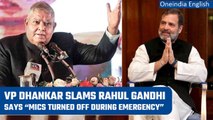 Vice President Dhankar slams Rahul Gandhi for saying mics turned off in Parliament | Oneindia News