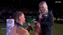 Puppy love: Moment man dressed up as a dog pops the question at Crufts