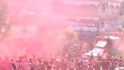 राजगढ़: शहर में निकला गेर जुलूस, जमकर उड़े रंग गुलाल