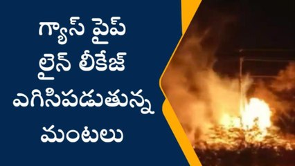 కృష్ణ జిల్లా: గ్యాస్ పైప్ లైన్ లీకేజ్... ఎగిసిపడుతున్న మంటలు