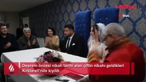 Deprem öncesi nikah tarihi alan çiftin nikahı geldikleri Kırklareli'de kıyıldı