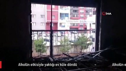 Alkolün etkisiyle yaktığı ev küle döndü