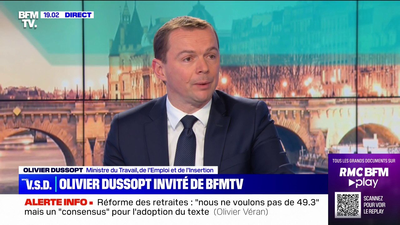 La réforme des retraites a "cette légitimité d'un texte sur lequel nous avons pu aller au bout", affirme Olivier Dussopt