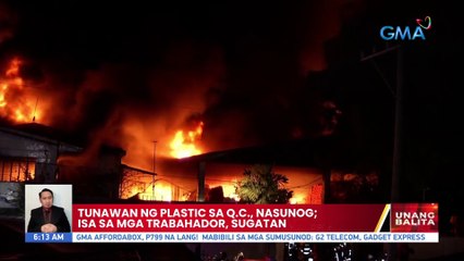 Tunawan ng plastic sa Q.C., nasunog; isa sa mga trabahador, sugatan | UB