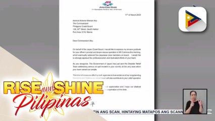 Japan Coast Guard, nagpasalamat sa PCG sa pagsagip sa 5 Japanese crew ng barko na nagka-problema sa Oriental Mindoro