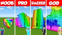 Minecraft Battle_ NOOB vs PRO vs HACKER vs GOD_ RAINBOW SPECTRITE HOUSE BUILD CHALLENGE _ Animation